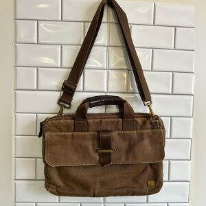 Knomo London unisex Laptop Bag / Brown / Olive Green inside